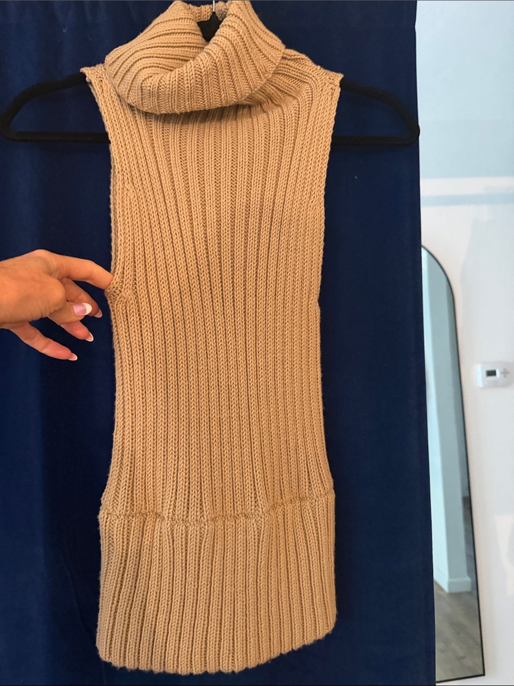 Gucci/Tom Ford Sleeveless Ribbed Turtleneck Sweater Vest - Camel/Tan